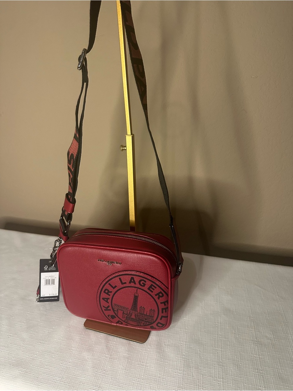 Karl Lagerfeld Red Leather Crossbody Camera Bag NWT